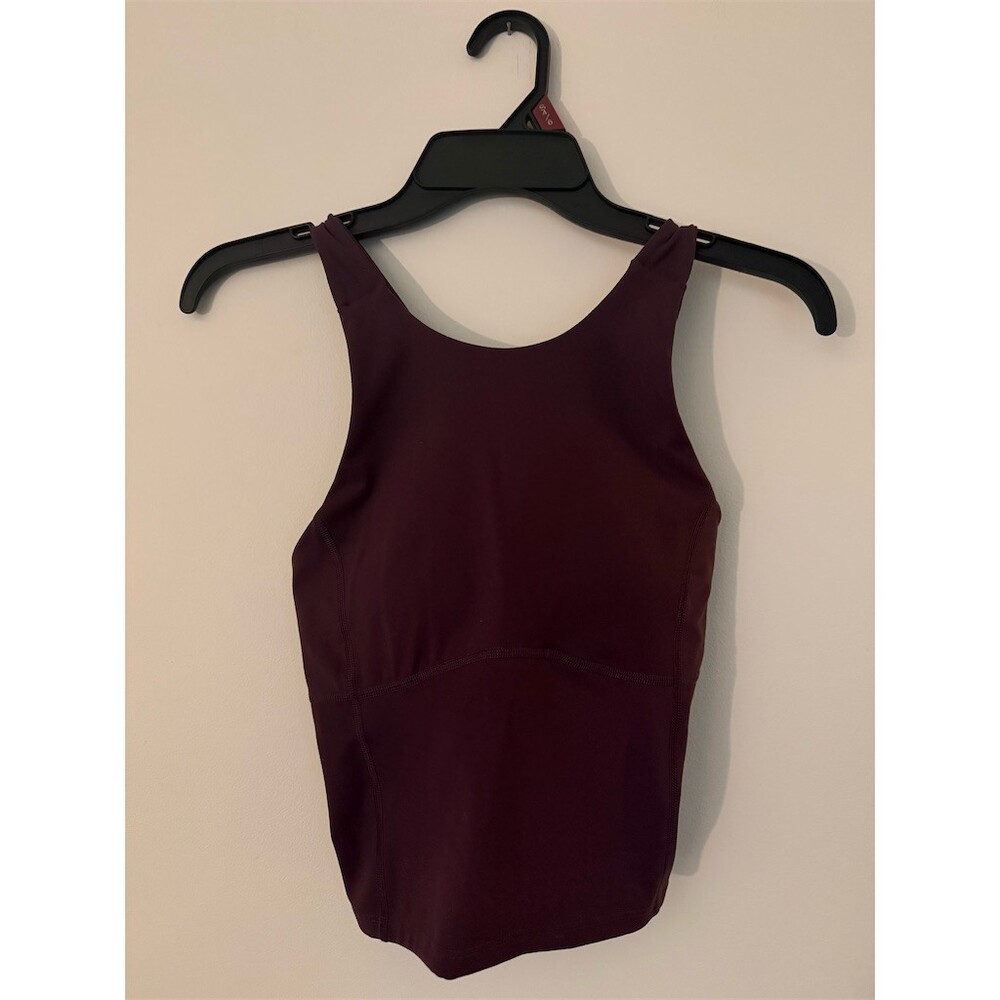 Kamo Fitness Cropped Tank Top Womens Size S Plum Built-In Bra Removable